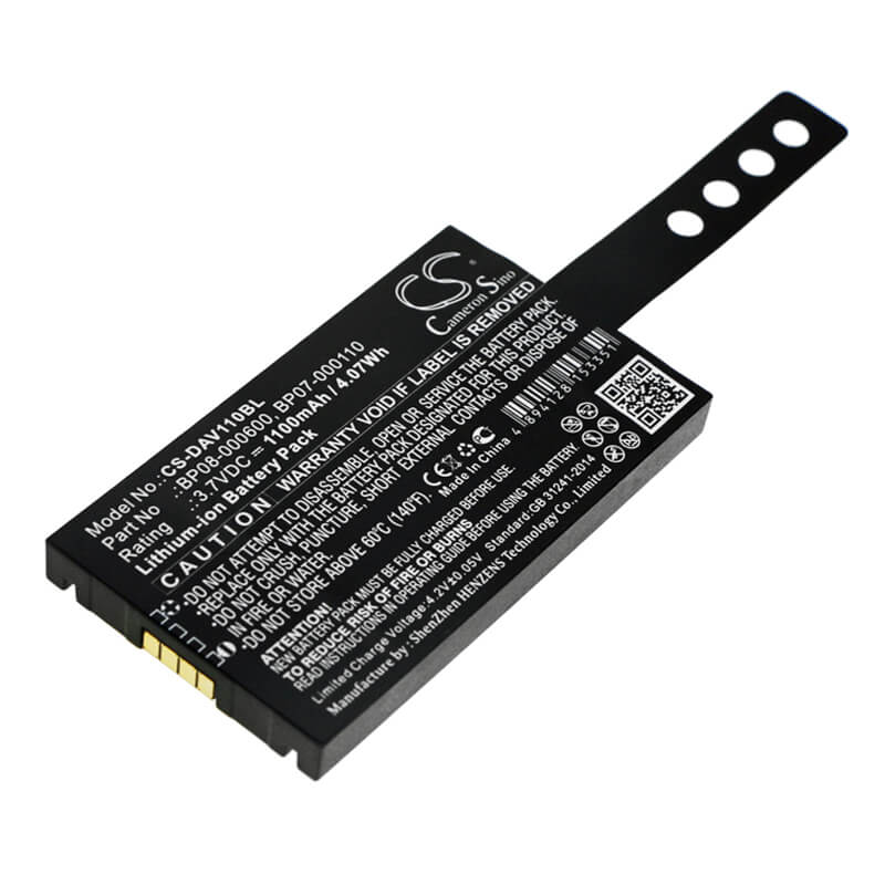3.7V, 1100mAh, Li-ion Battery fits Datalogic, Memor Nfp, 4.07Wh