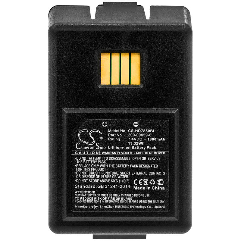 7.4V, 1800mAh, Li-ion Battery fits Handheld, Dolphin 7850, 13.32Wh