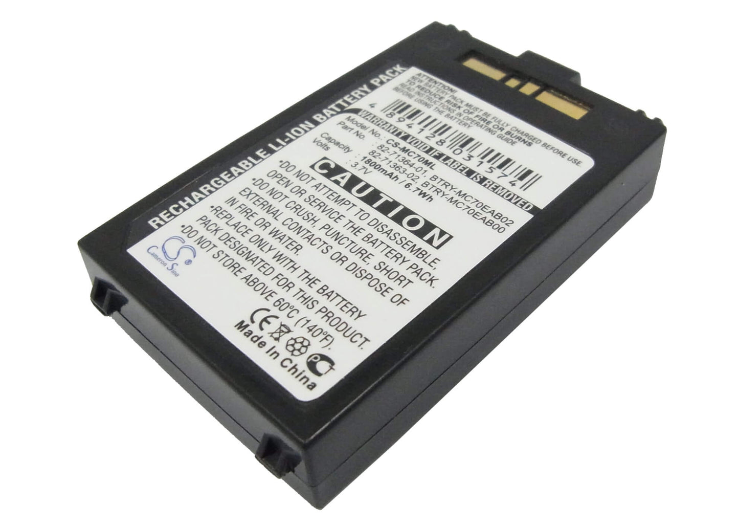 3.7V, 1800mAh, Li-ion Battery fits Symbol, Mc70, Mc7004, 6.66Wh