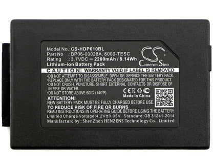3.7V, 2200mAh, Li-ion Battery fits Dolphin, 6000lu1, 6100, 8.14Wh