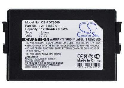 7.4V, 1200mAh, Li-ion Battery fits Symbol, Pdt8000, Pdt-8000, 8.88Wh