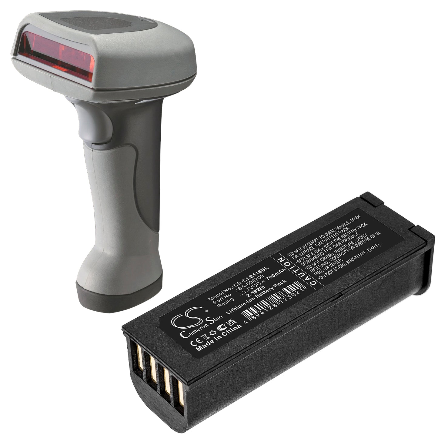 3.7V, 700mAh, Li-ion Battery fits Cipherlab, 1166, 1266, 2.59Wh