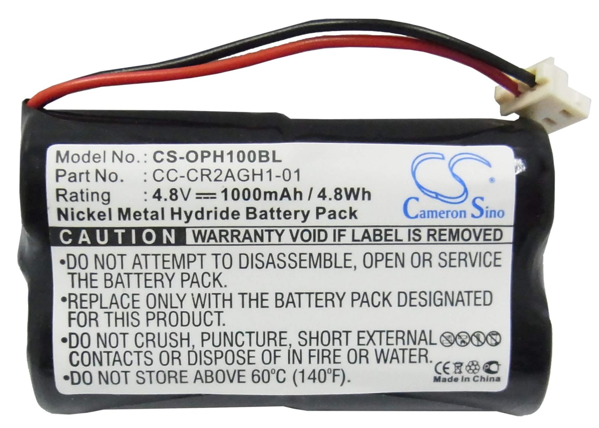 4.8V, 1000mAh, Ni-MH Battery fits Opticon, H1, 4.8Wh