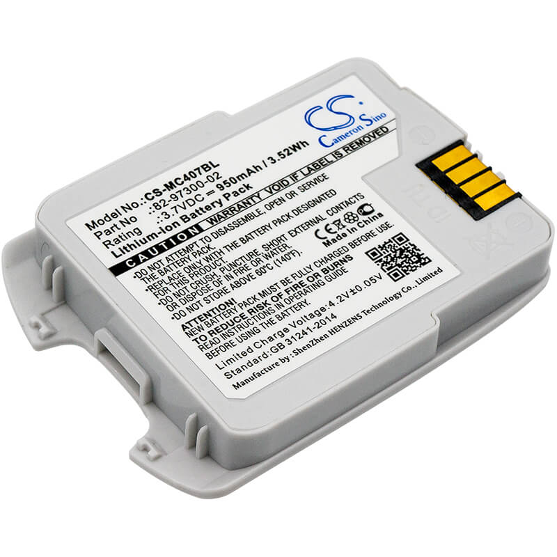 White, 3.7V, 950mAh, Li-ion Battery fits Motorola, Cs4070, Cs4070-sr, 3.515Wh