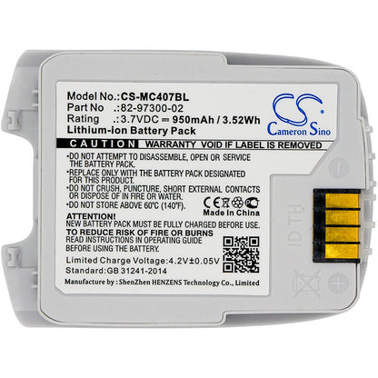 White, 3.7V, 950mAh, Li-ion Battery fits Motorola, Cs4070, Cs4070-sr, 3.515Wh