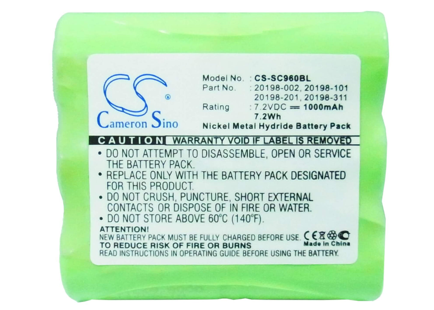 7.2V, 1000mAh, Ni-MH Battery fits Symbol, H960-c, Ptc-960c, 7.2Wh