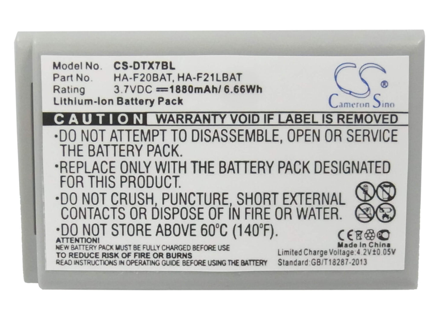 3.7V, 1880mAh, Li-ion Battery fits Casio, Dt-x7, Dt-x7m10e, 6.956Wh