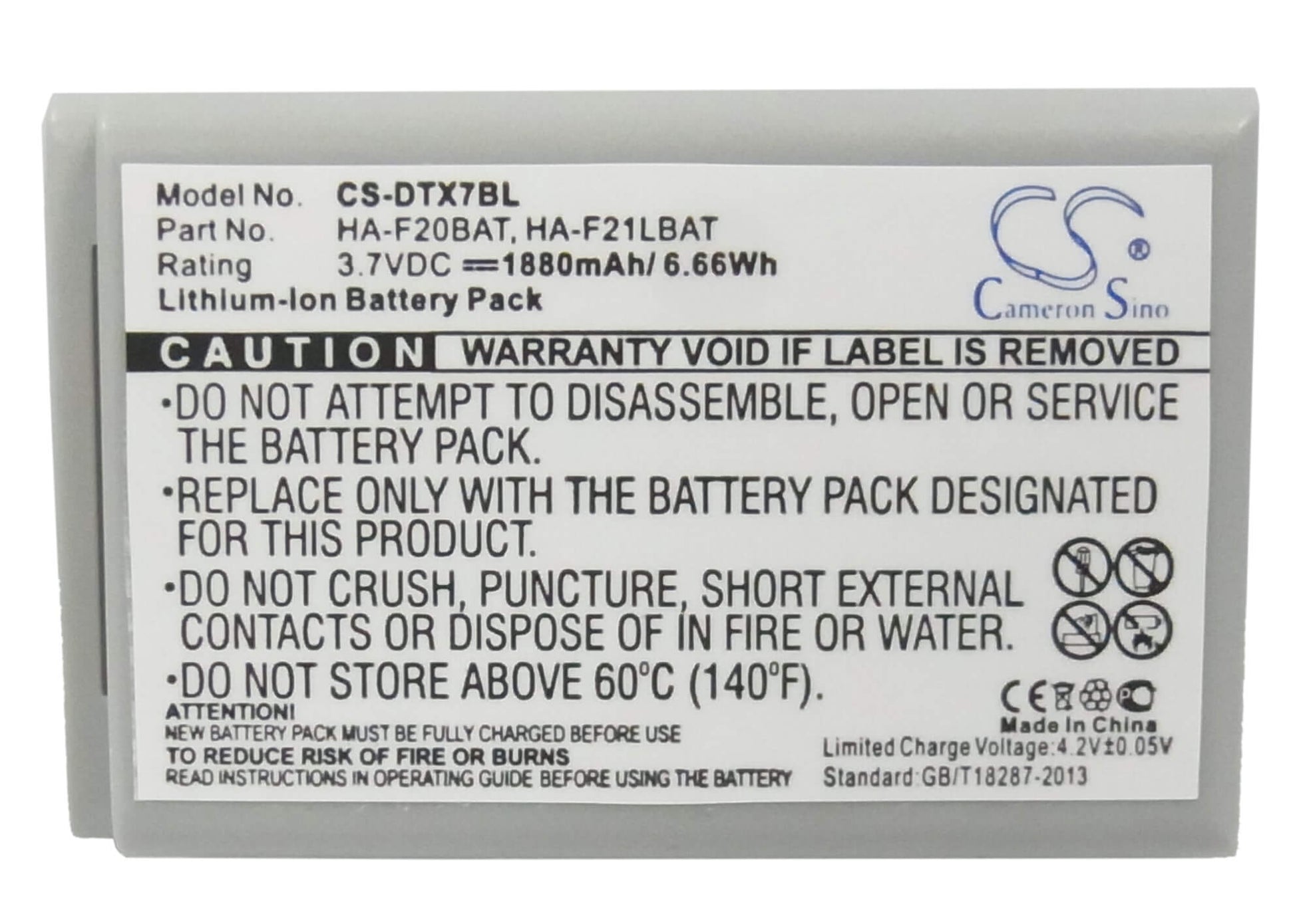 3.7V, 1880mAh, Li-ion Battery fits Casio, Dt-x7, Dt-x7m10e, 6.956Wh