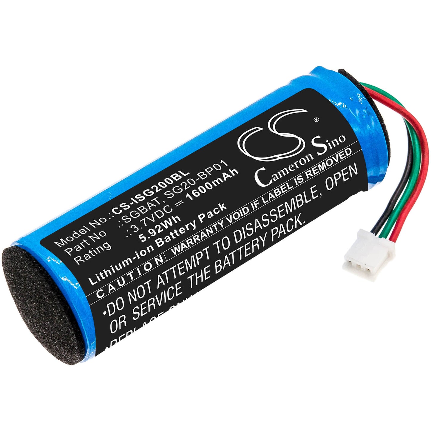 3.7V, 1600mAh, Li-ion Battery fits Honeywell, Sg20, 5.92Wh