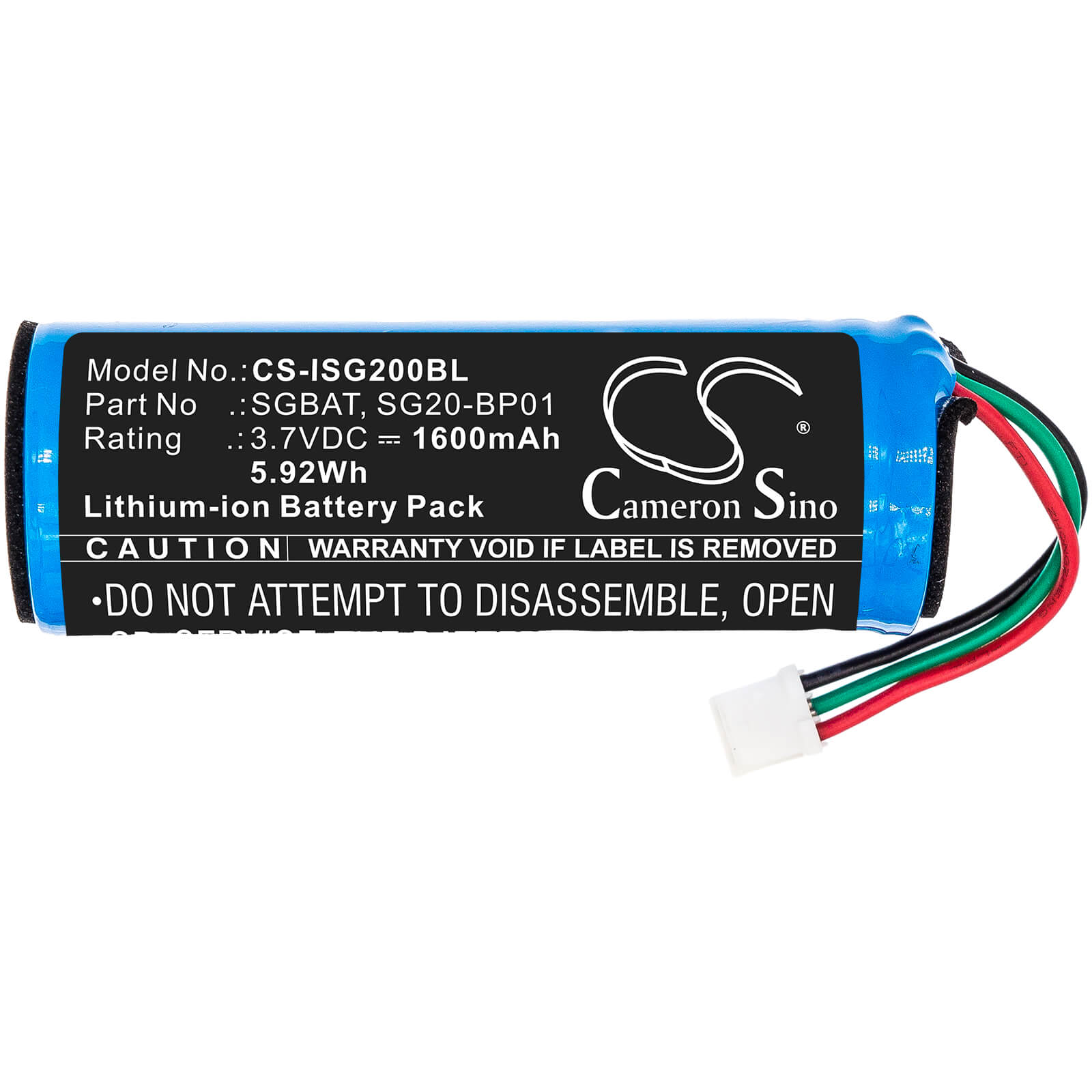 3.7V, 1600mAh, Li-ion Battery fits Honeywell, Sg20, 5.92Wh