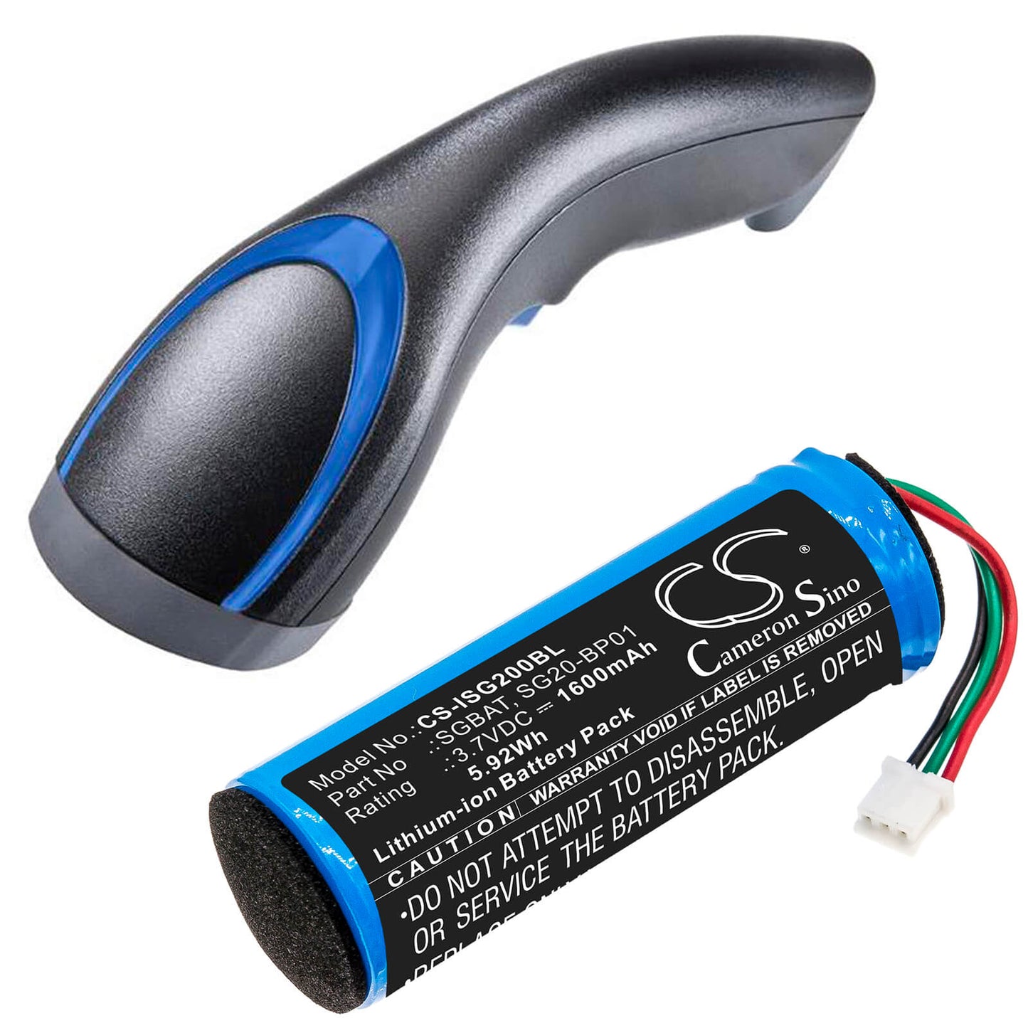 3.7V, 1600mAh, Li-ion Battery fits Honeywell, Sg20, 5.92Wh