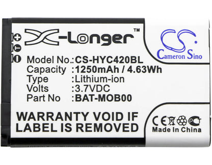 3.7V, 1250mAh, Li-ion Battery fits Honeywell, 70e, 75e, 4.625Wh
