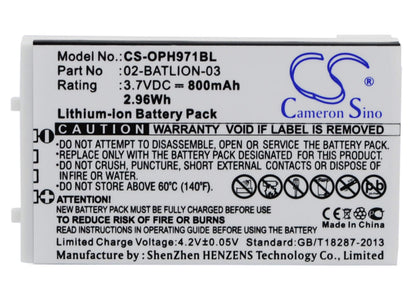 3.7V, 800mAh, Li-ion Battery fits Opticon, Opl-7724, Opl-7734, 2.96Wh
