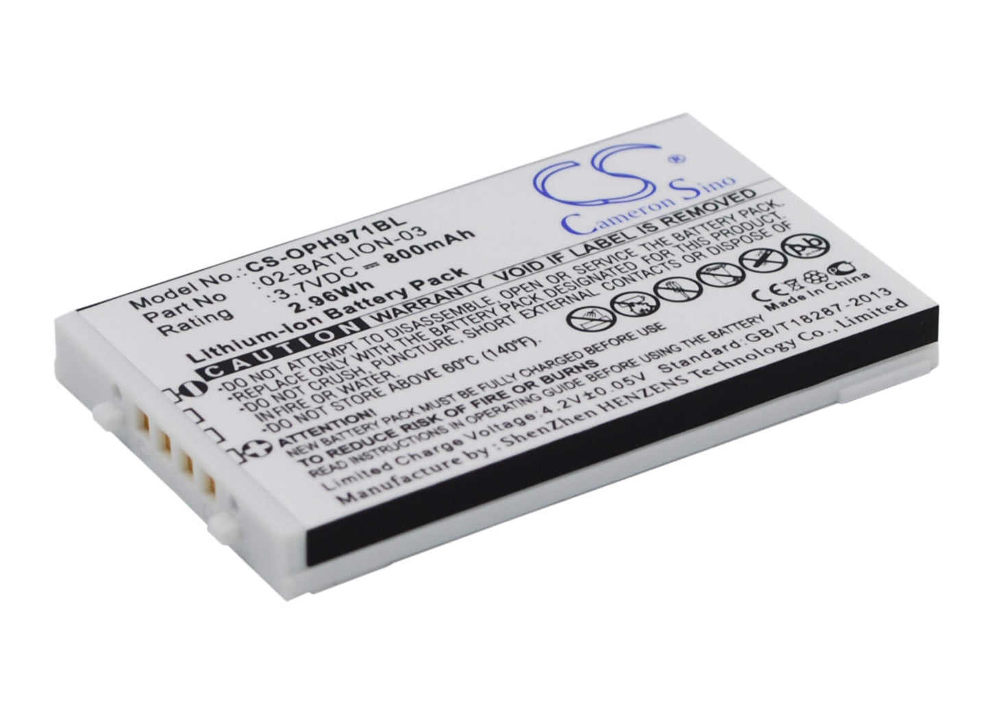 3.7V, 800mAh, Li-ion Battery fits Opticon, Opl-7724, Opl-7734, 2.96Wh
