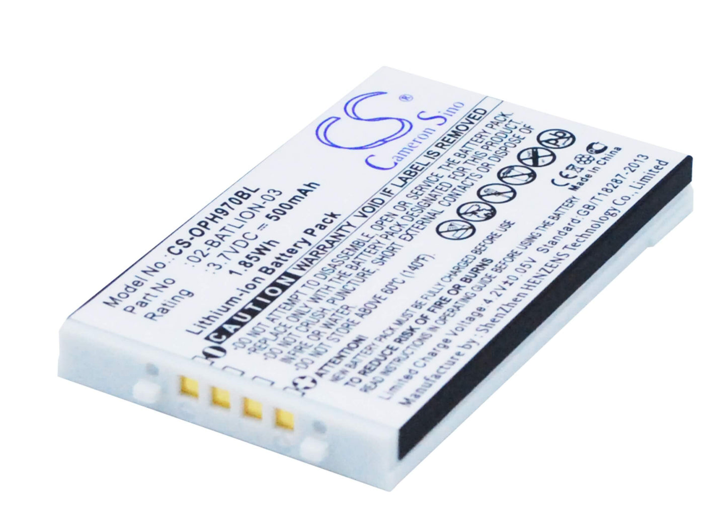 3.7V, 500mAh, Li-ion Battery fits Opticon, Opl-7724, Opl-7734, 1.85Wh