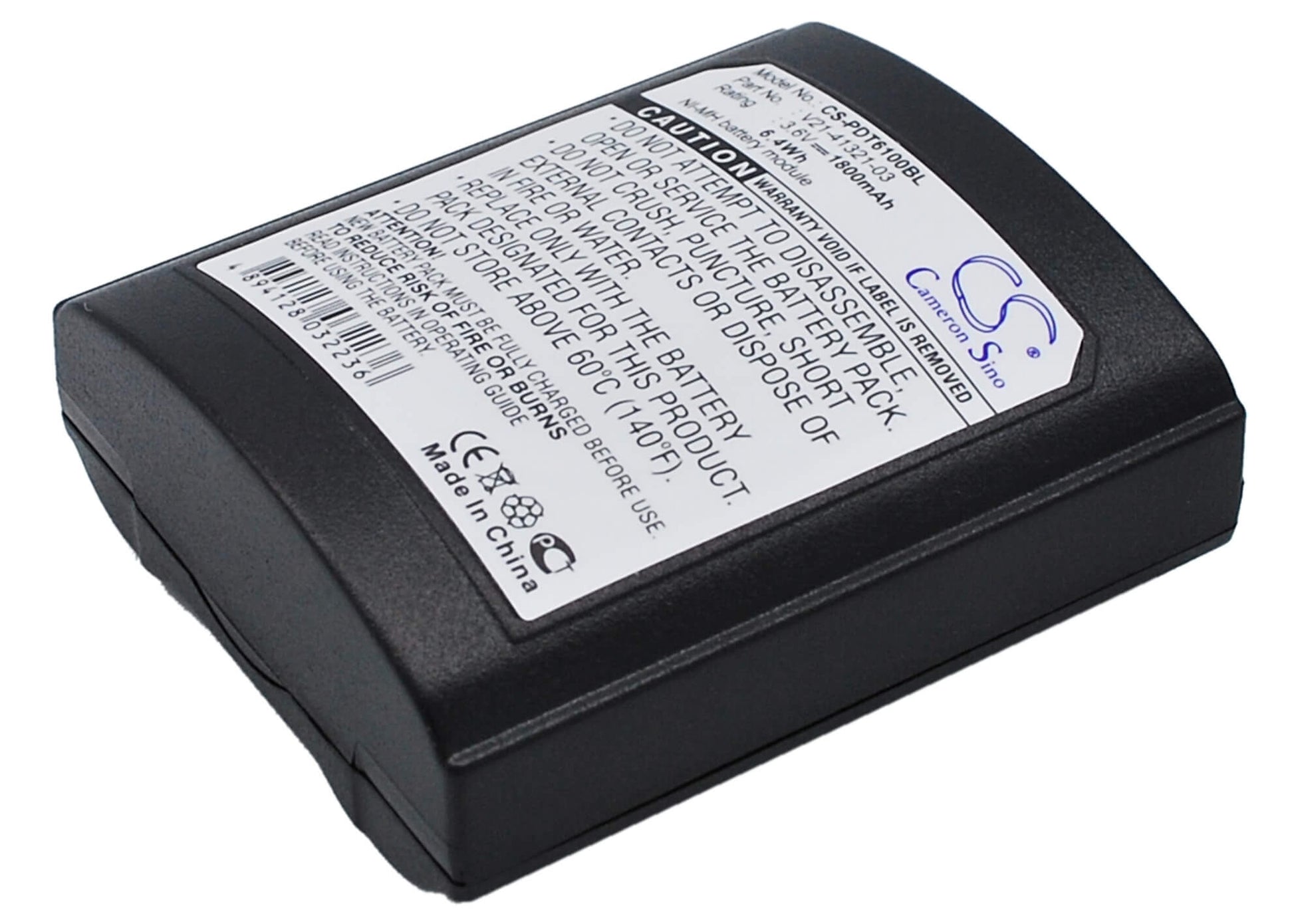 3.6V, 1800mAh, Ni-MH Battery fits Symbol, Pdt6100, Pdt6110, 6.48Wh