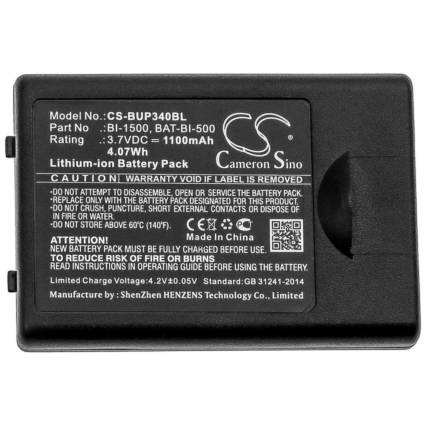 3.7V, 1100mAh, Li-ion Battery fits Bluebird, Eg-340, 4.07Wh
