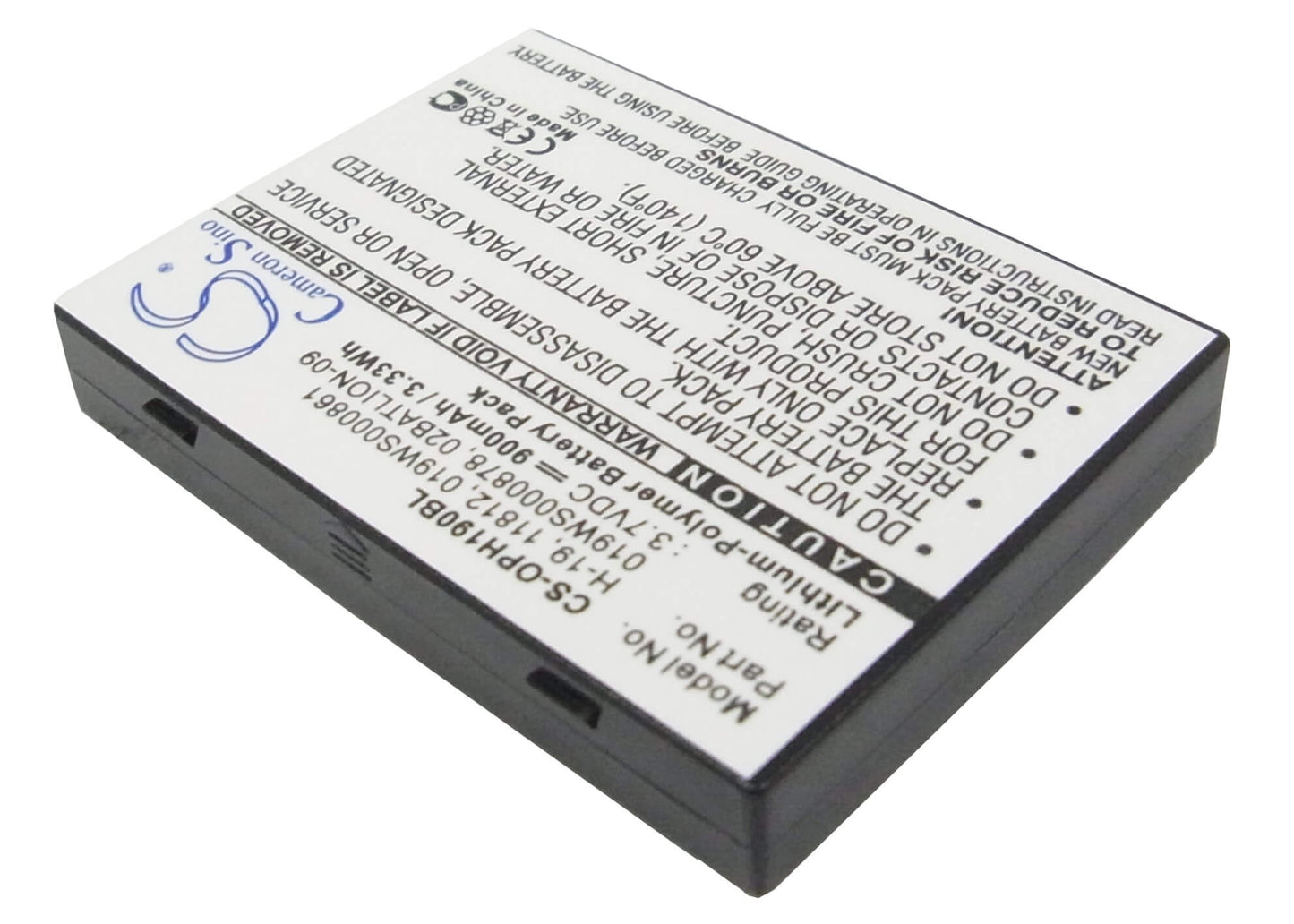 3.7V, 900mAh, Li-ion Battery fits Opticon, H16, H-16, 3.33Wh