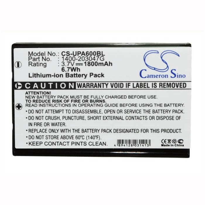 3.7V, 1800mAh, Li-ion Battery fits Unitech, Ht6000, Ht660e, 6.66Wh