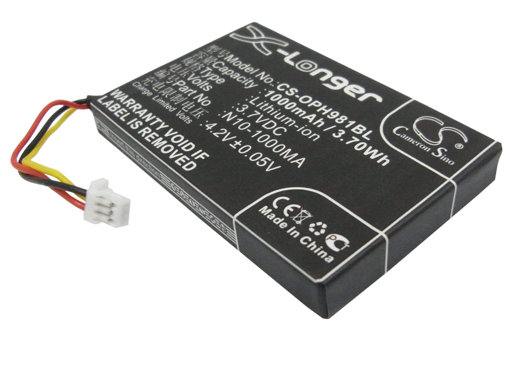3.7V, 1000mAh, Li-ion Battery fits Opticon, Opl-9714, Opl-9715, 3.7Wh
