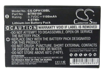 3.7V, 1100mAh, Li-ion Battery fits Opticon, H13, H-13, 4.07Wh