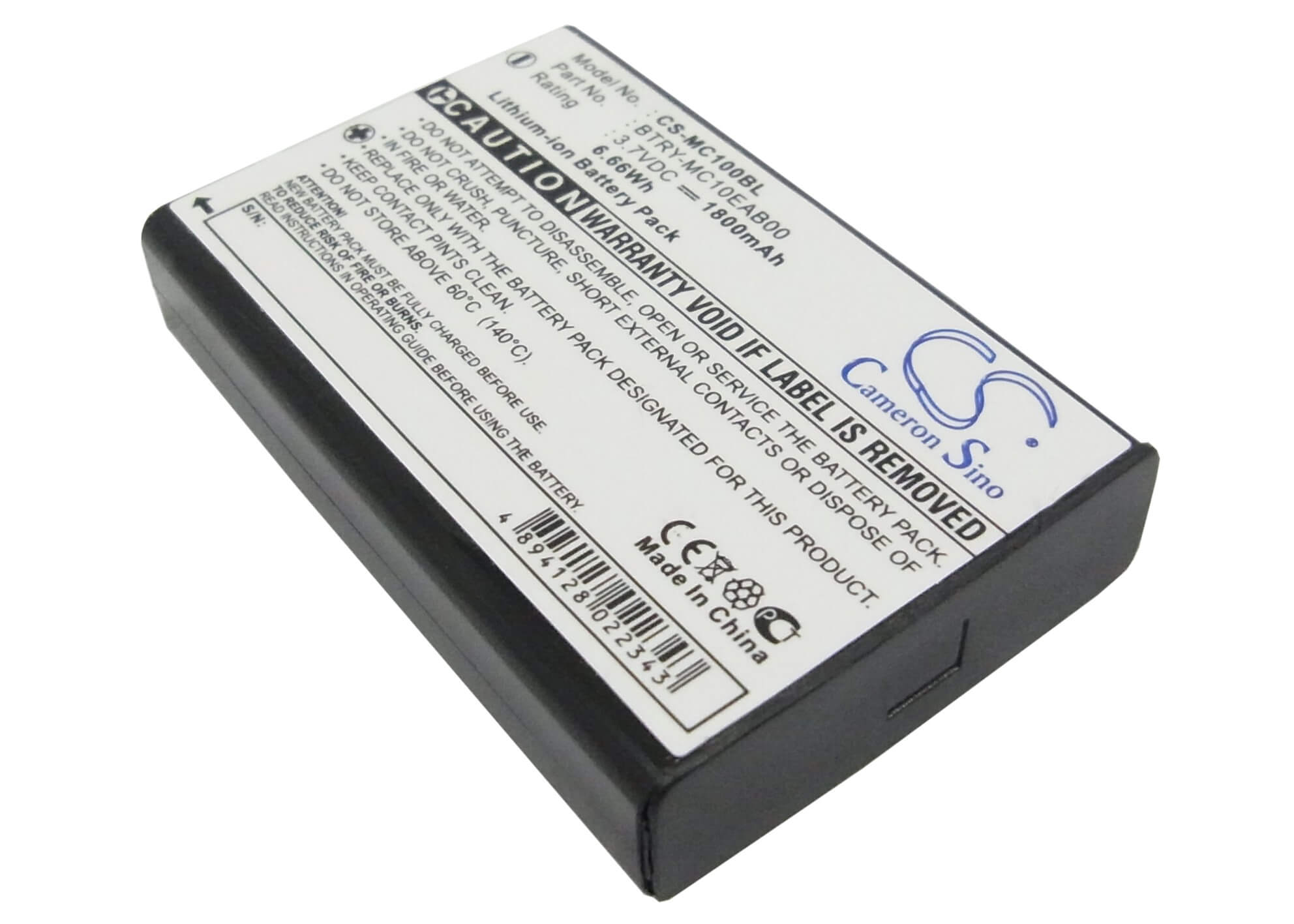 3.7V, 1800mAh, Li-ion Battery fits Intermec, Ck1, Cn1, 6.66Wh