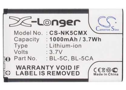 Barcode Scanner 3.7V, 1000mAh, Li-ion Battery fits Lamtam, E11, E16, 3.7Wh