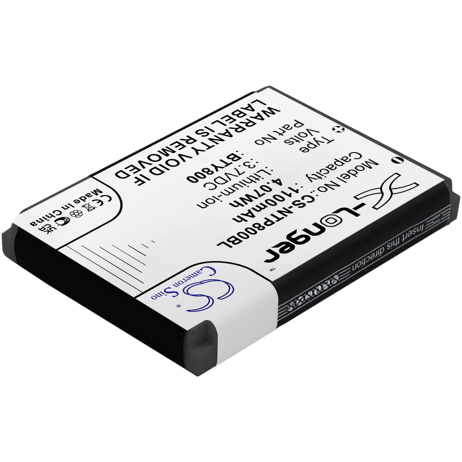 3.7V, 1100mAh, Li-ion Battery fits Newland, Nls-pt800, Nls-pt850, 4.07Wh