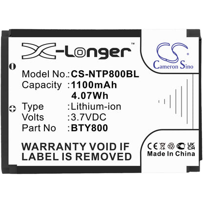 3.7V, 1100mAh, Li-ion Battery fits Newland, Nls-pt800, Nls-pt850, 4.07Wh
