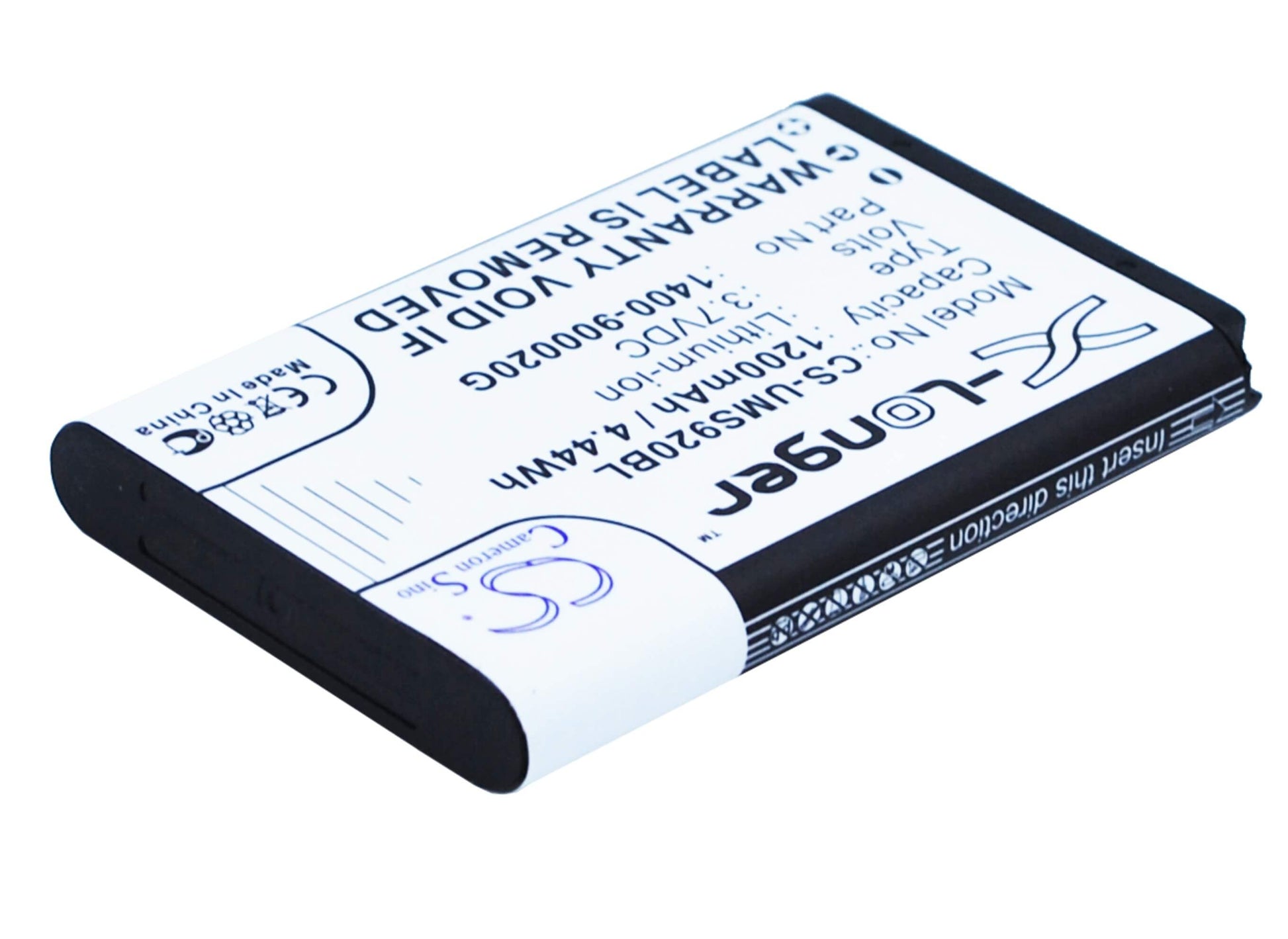 3.7V, 1200mAh, Li-ion Battery fits Unitech, Ms920, 4.44Wh