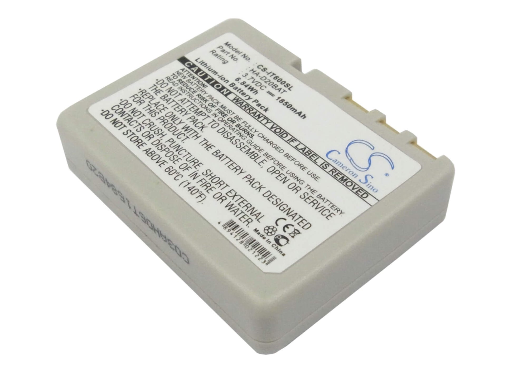 3.7V, 1850mAh, Li-ion Battery fits Casio, It-300, It-600, 6.845Wh