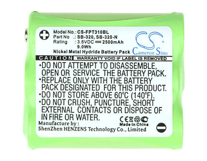 3.6V, 2500mAh, Ni-MH Battery fits Falcon, 310, 315, 9Wh
