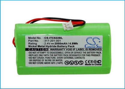 2.4V, 2000mAh, Ni-MH Battery fits Intermec, Norand 6210, Norand 6212, 4.8Wh