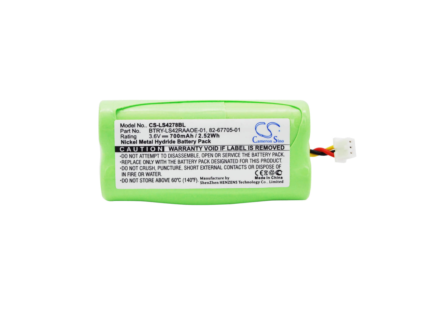 3.6V, 700mAh, Ni-MH Battery fits Symbol, Ds6878, Ds6878-sr, 2.52Wh