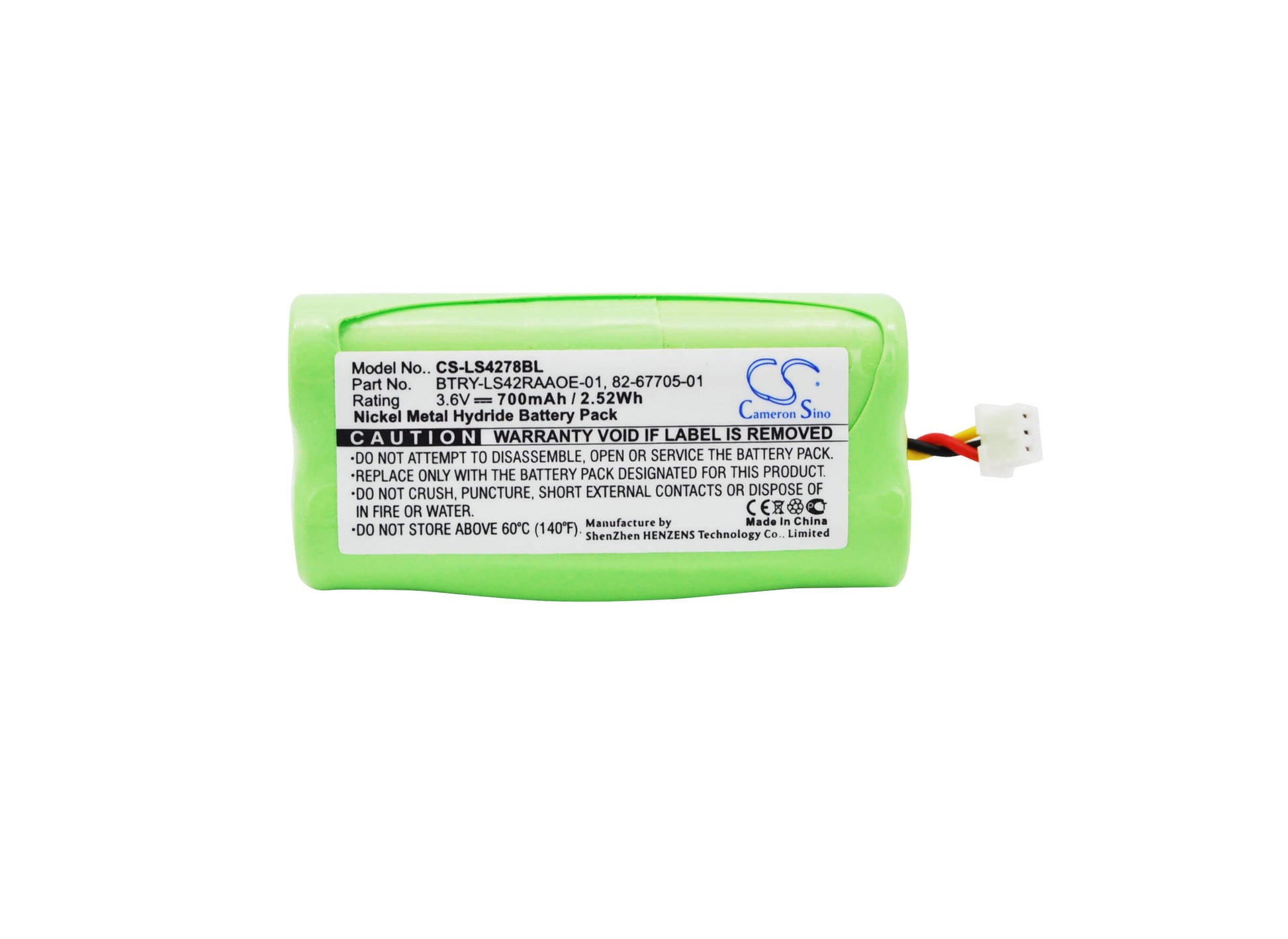 3.6V, 700mAh, Ni-MH Battery fits Symbol, Ds6878, Ds6878-sr, 2.52Wh