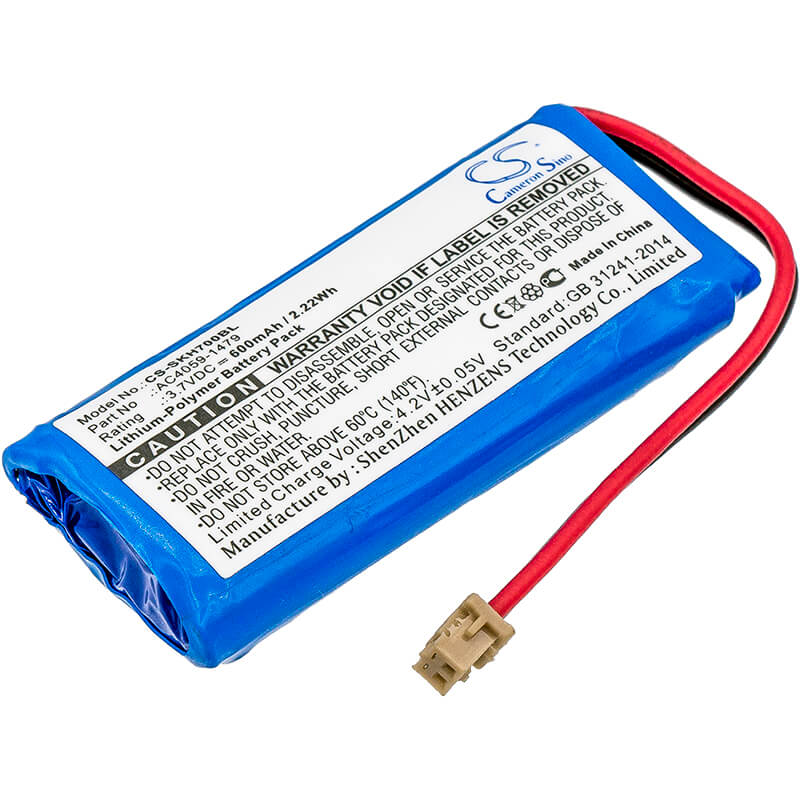 3.7V, 600mAh, Li-Polymer Battery fits Socket Mobile, Chs 7qi, Chs 7x, 2.22Wh