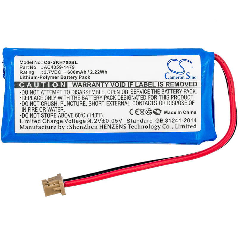 3.7V, 600mAh, Li-Polymer Battery fits Socket Mobile, Chs 7qi, Chs 7x, 2.22Wh