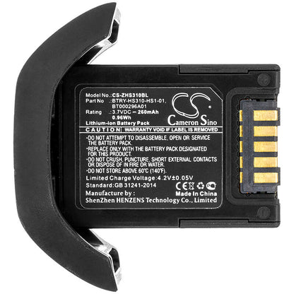 3.7V, 260mAh, Li-ion Battery fits Zebra, Hs3100, 0.962Wh