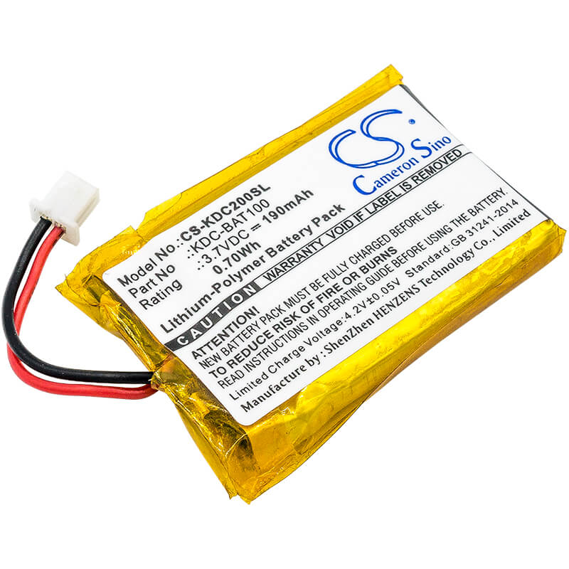 3.7V, 190mAh, Li-Polymer Battery fits Koamtac, Kdc-100, Kdc-200, 0.703Wh