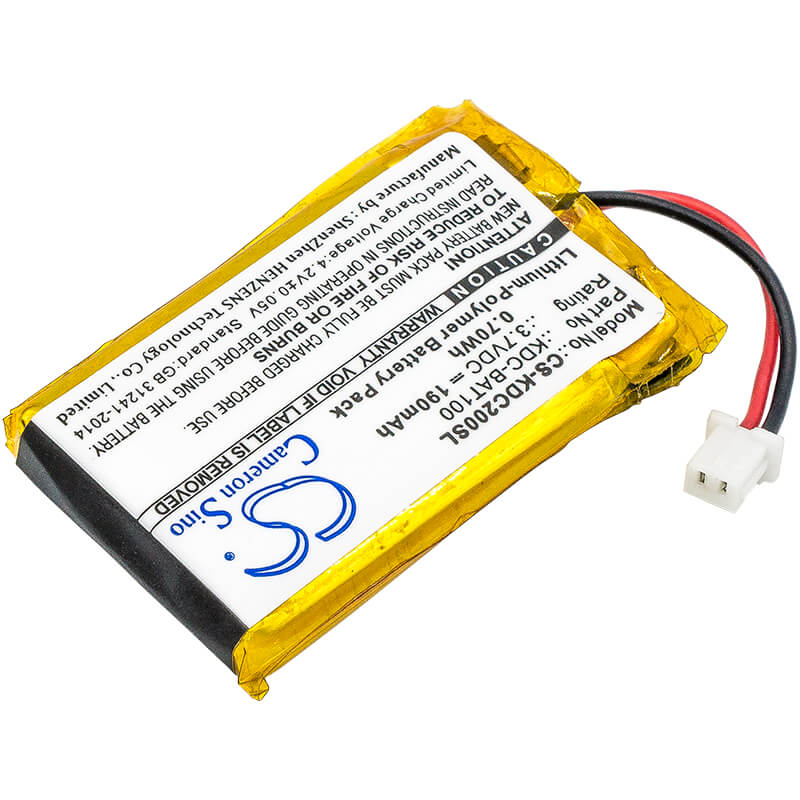 3.7V, 190mAh, Li-Polymer Battery fits Koamtac, Kdc-100, Kdc-200, 0.703Wh