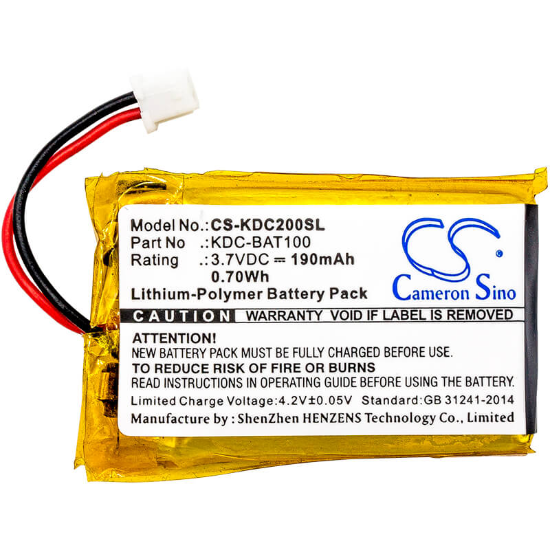 3.7V, 190mAh, Li-Polymer Battery fits Koamtac, Kdc-100, Kdc-200, 0.703Wh