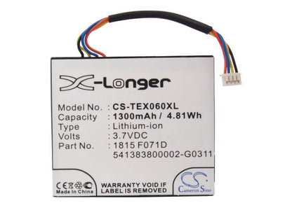 3.7V, 1300mAh, Li-ion Battery fits Texas Instruments, N2/ac/2l1/a, Ti-84 C Silver, 4.81Wh