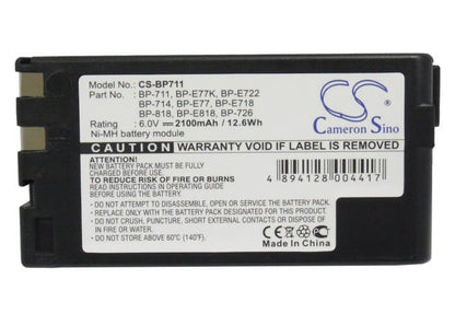 6.0V, 2100mAh, Ni-MH Battery fits Canon, E06, E07, 12.6Wh