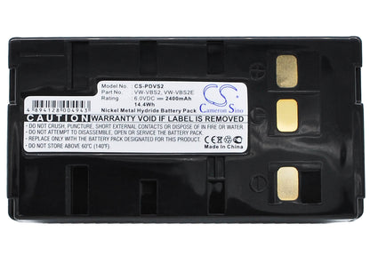 6.0V, 2400mAh, Ni-MH Battery fits Panasonic, Nv-3ccd1, Nv-61, 14.4Wh