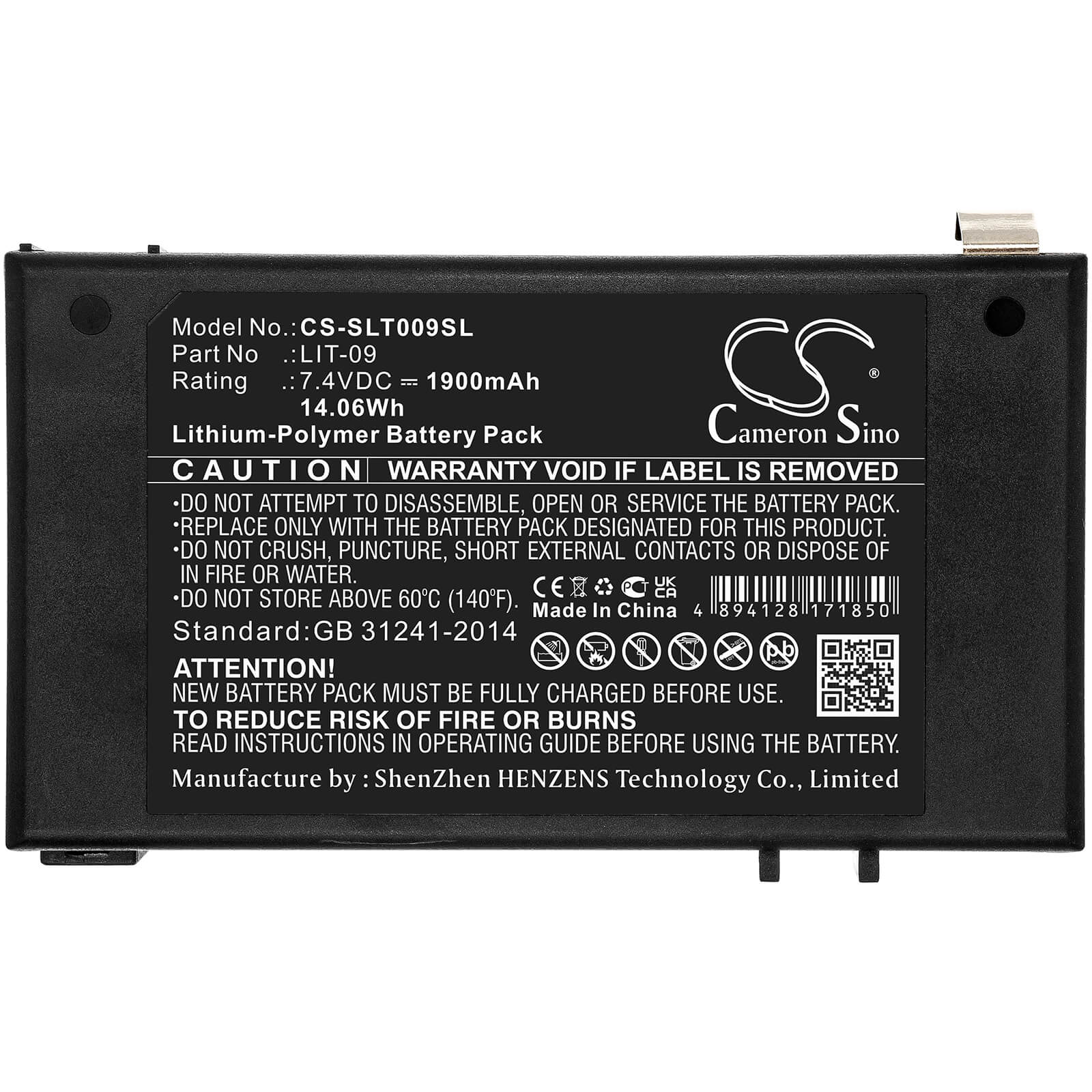 7.4V, 1900mAh, Li-Polymer Battery fits Spypoint, Bloc Pile, Link-s-dark, 14.06Wh