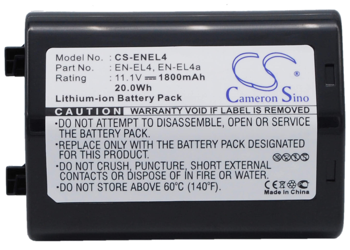 11.1V, 1800mAh, Li-ion Battery fits Nikon, D2hs, d2x, 19.98Wh
