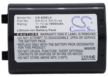 11.1V, 1800mAh, Li-ion Battery fits Nikon, D2hs, d2x, 19.98Wh