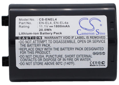 11.1V, 1800mAh, Li-ion Battery fits Nikon, D2hs, d2x, 19.98Wh