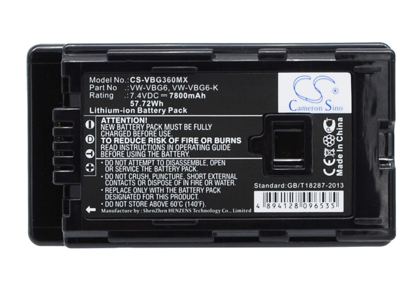 7.4V, 7800mAh, Li-ion Battery fits Panasonic, Ag-ac130, Ag-ac130a, 57.72Wh