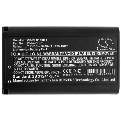 7.4V, 3400mAh, Li-ion Battery fits Panasonic, Lumix Dc-s1, Lumix Dc-s1r, 25.16Wh